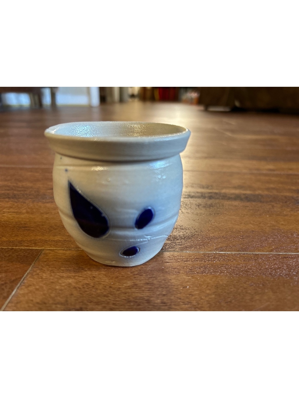 Hand-Carved Cobalt Salt Glaze Williamsburg Pottery Cup Circa 1750